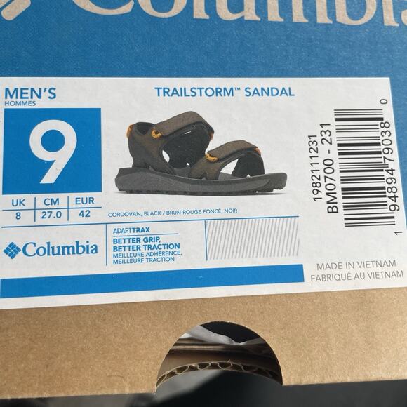 Columbia Trailstorm Men’s 9 Cordavan Black Slip On Strap Hook And Loop Sandals - Picture 9 of 9